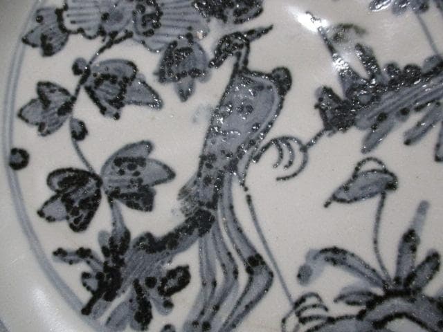 中国南部　明朝　青花魚藻文大皿　I14-2