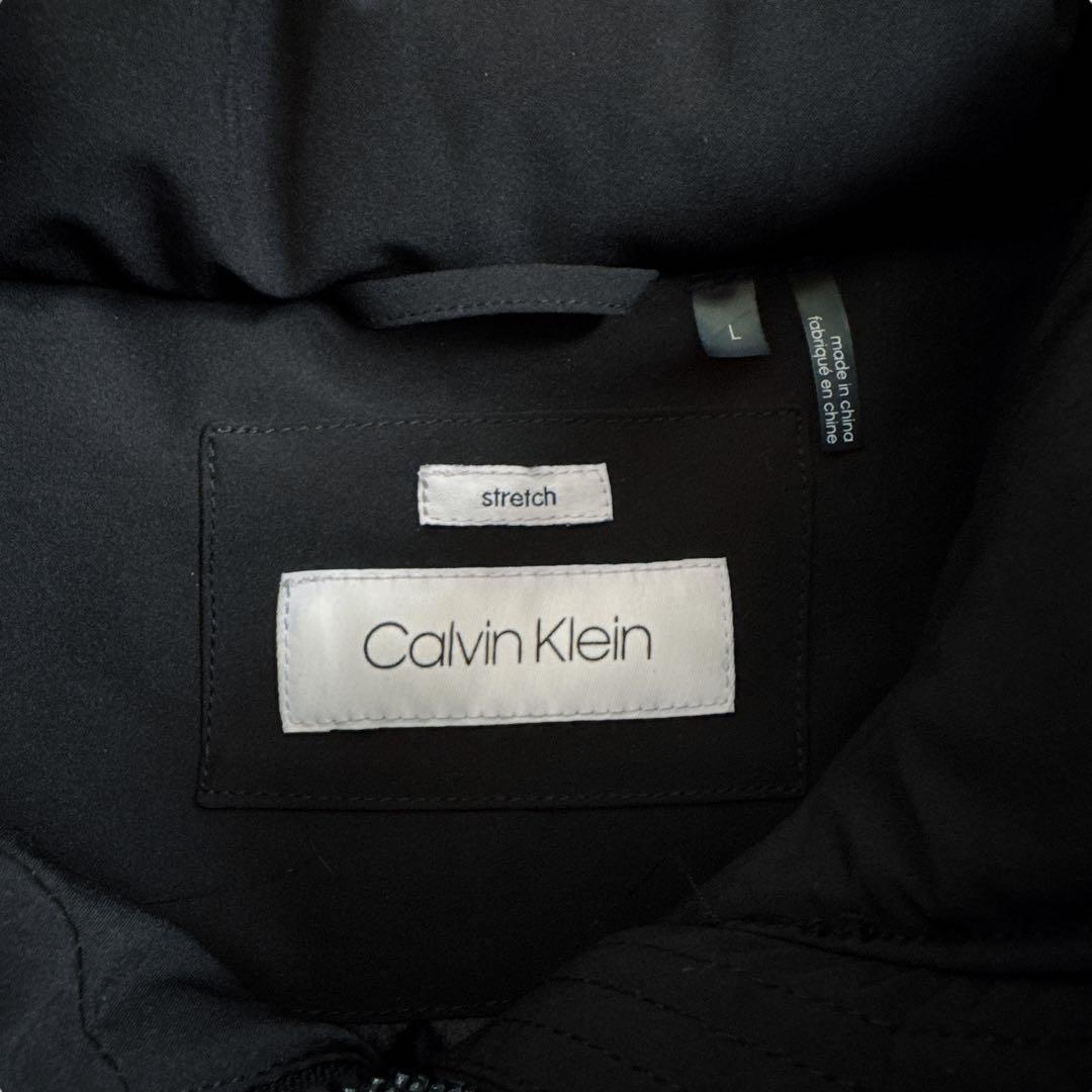 極美品 カルバンクライン 中綿 ロングコート 黒 L ファー付 ロゴプレート
