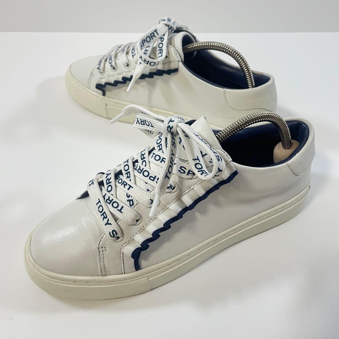 【美品】TORY SPORT フリルデザイン　ホワイト ローカットスニーカー