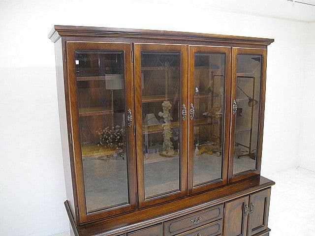 美品 カリモク 「コロニアル」 大型ブックシェルフ　W180ｃｍ　　本棚/書棚