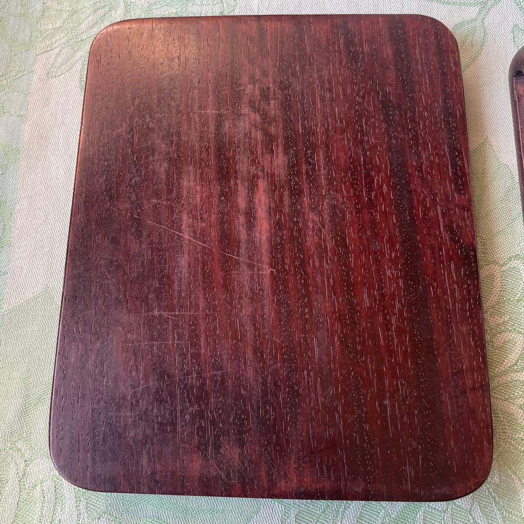 唐木 花台　紫檀系 天然木 透かし彫り 飾台 盆栽 華道　 2点セット