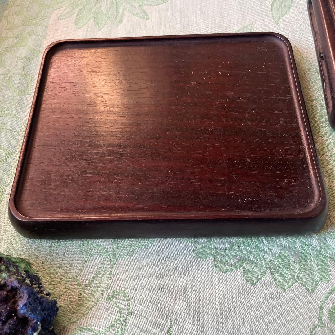 唐木 花台　紫檀系 天然木 透かし彫り 飾台 盆栽 華道　 2点セット