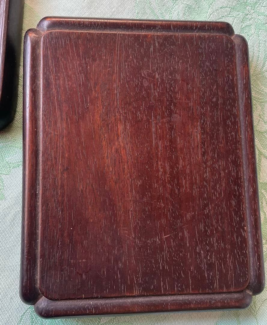 唐木 花台　紫檀系 天然木 透かし彫り 飾台 盆栽 華道　 2点セット