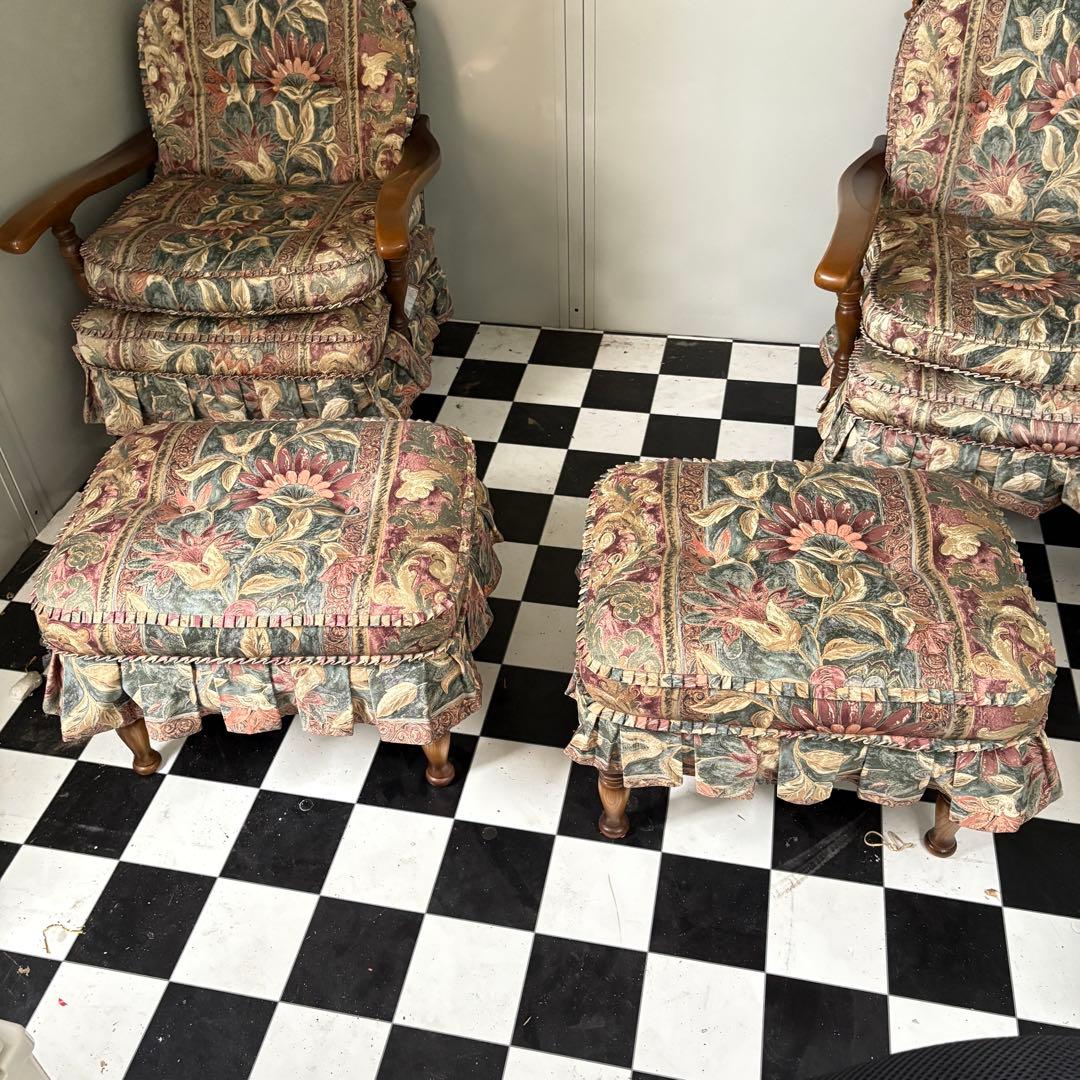 ③あずき様　二脚セット　キツツキ　飛騨産業　穂高　オットマン　ボタニカル