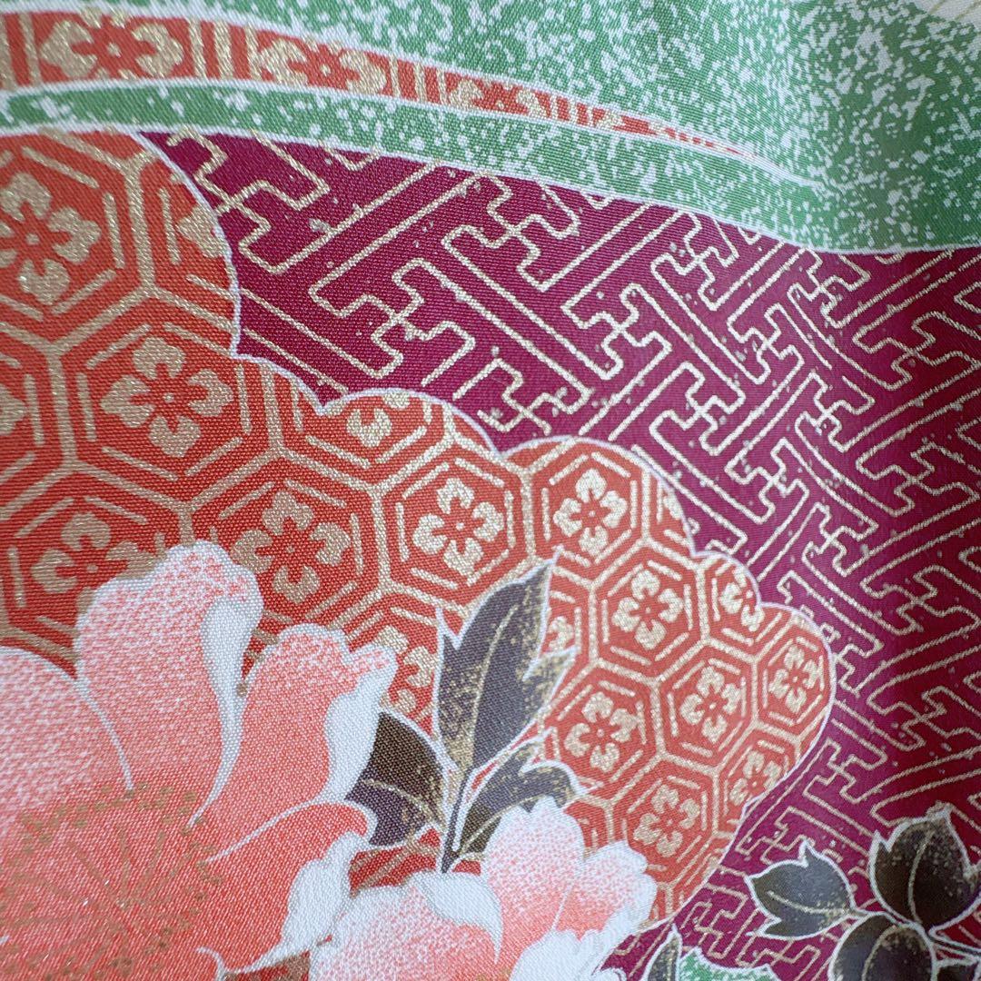 お宮参り　０歳　赤ちゃん　初着産着　女の子　赤地金プリント鶴　長襦袢付　7273