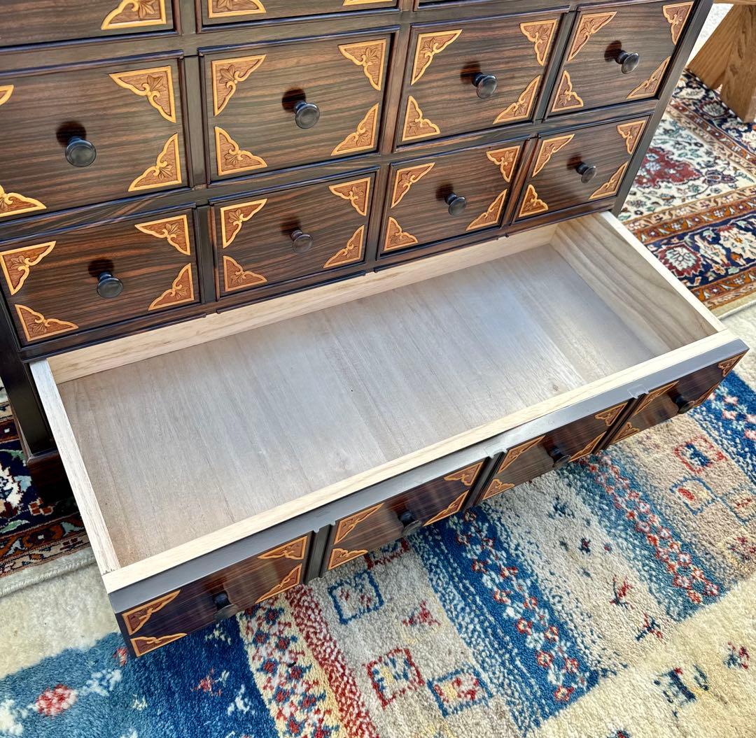 黒檀 李朝テイスト 小引出し箪笥 桐無垢 高級家具