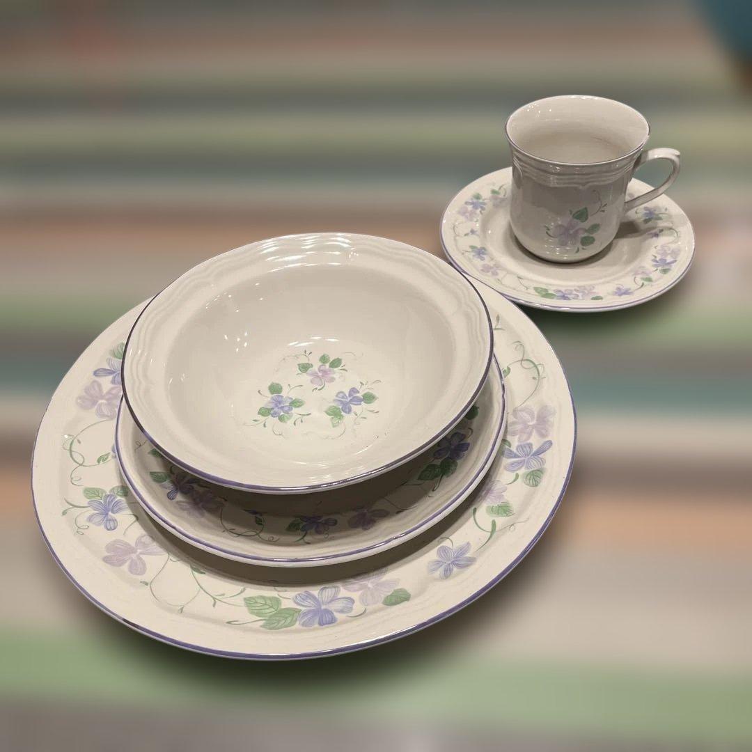 NEWCOR アンティーク ストーンウェア食器　洋食皿セット 8 人分