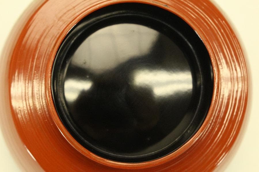 朱塗刷毛目 鴛鴦蒔絵 椀 一対 時代物(ZE659)