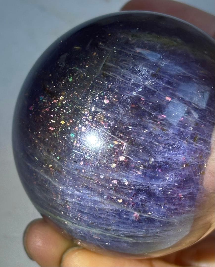 《大型アイオライト》深藍の奥行き　存在感スフィア　丸玉　希少　ブラットショット