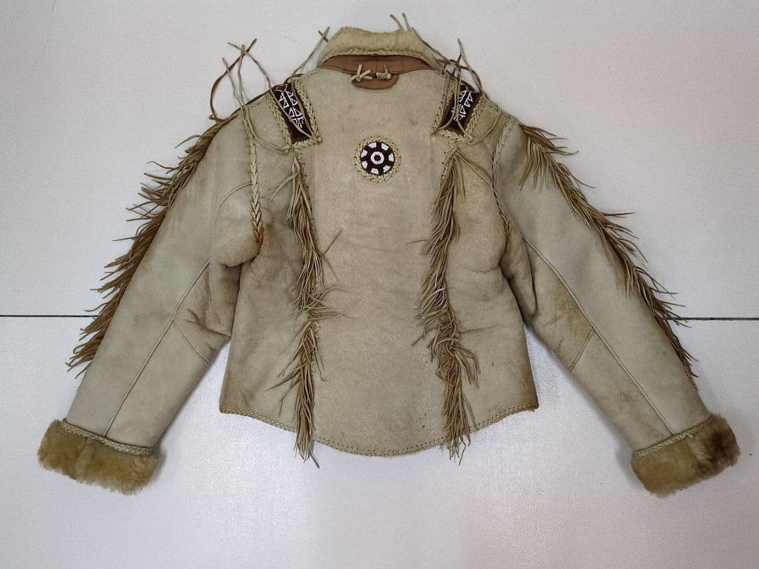 本革 ハンドクラフト クルミボタン ウエスタンレザースエードムートンジャケット