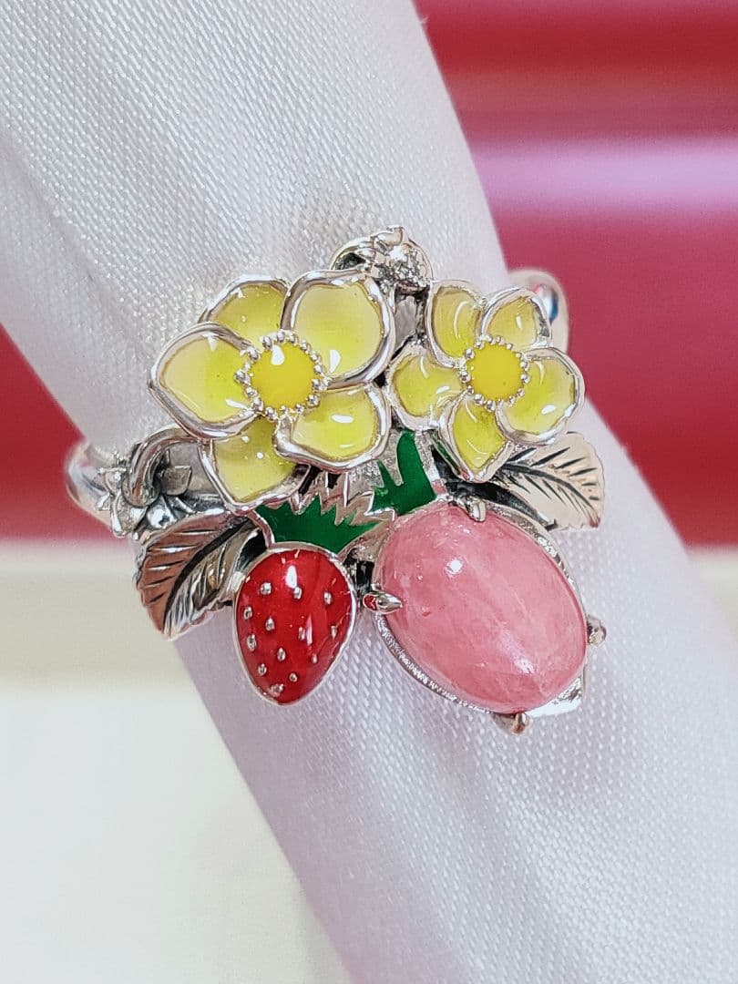 苺 未使用品 碌山 インカローズ シルバー リング