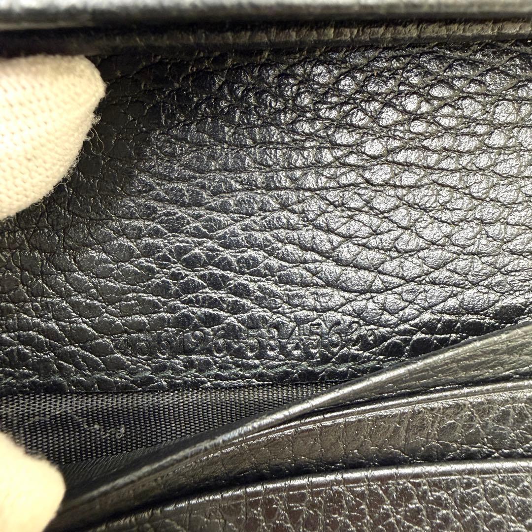 【美品】GUCCI　マーモント　二つ折り財布　GG　レザー　ブラック