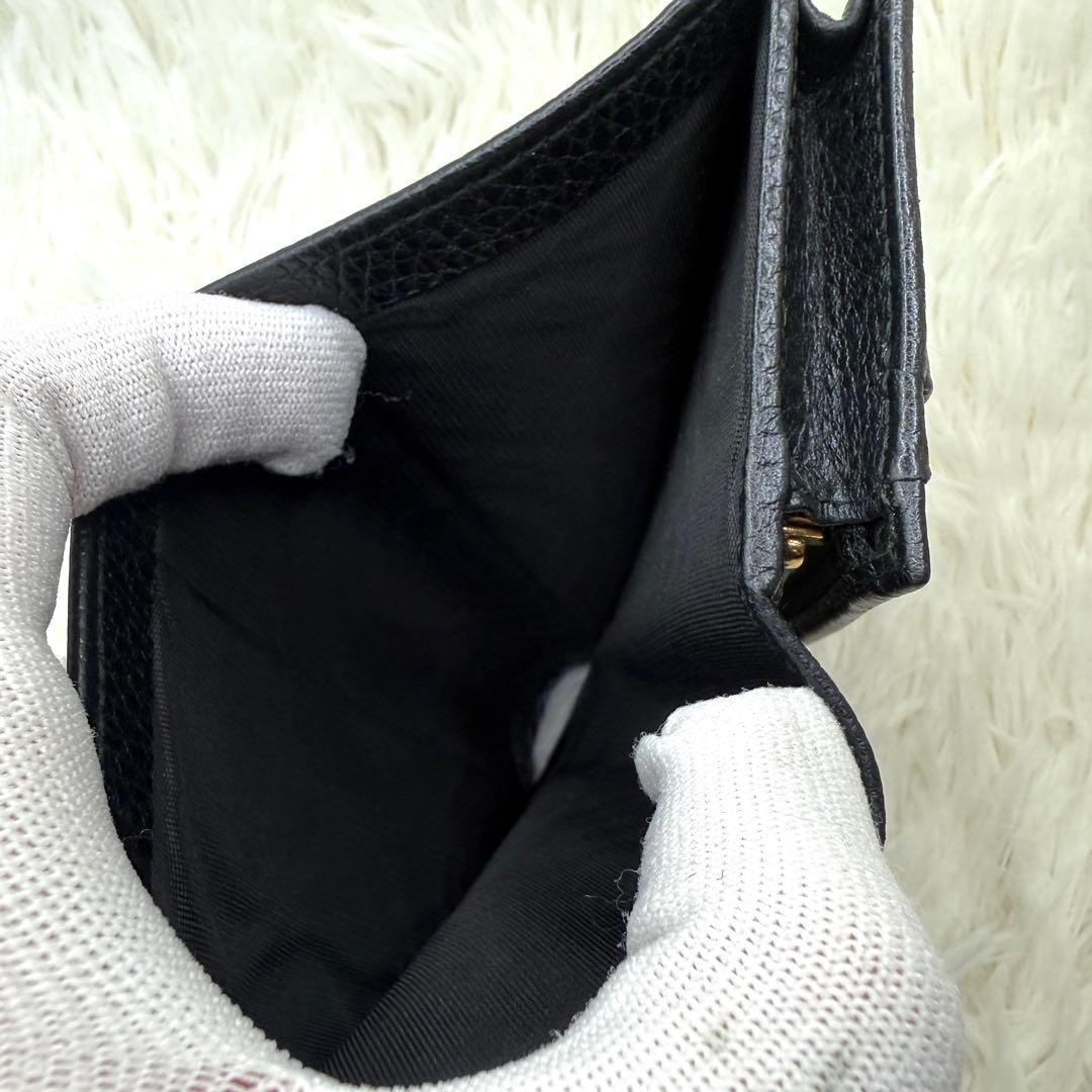 【美品】GUCCI　マーモント　二つ折り財布　GG　レザー　ブラック