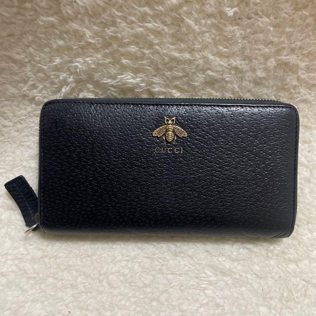 GUCCI　グッチ　ラウンドファスナー　アニマリエ　ブラック