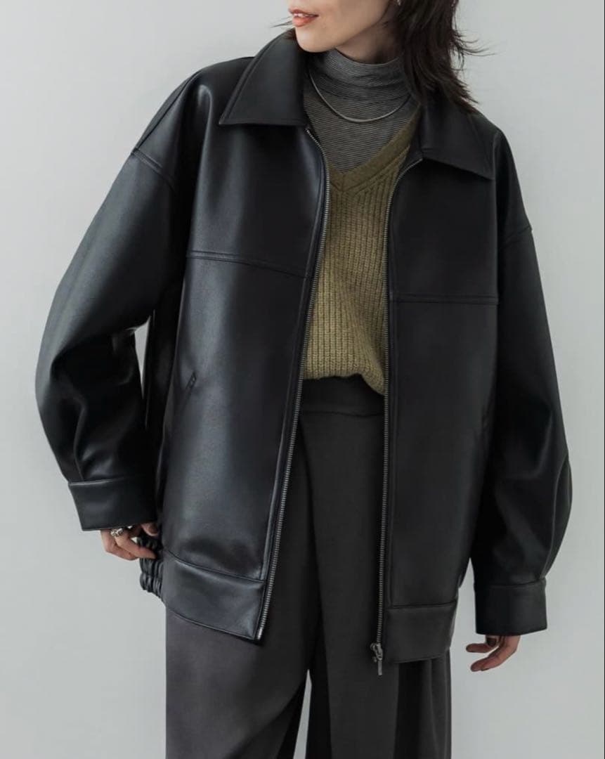 crewre ブラック フェイクレザー ジャケット　美品