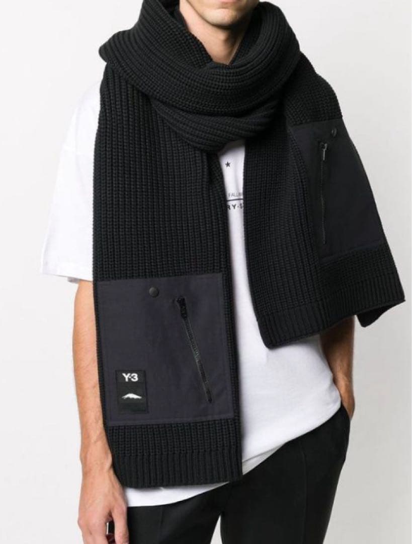 Y-3 ブラック マフラー ジッパーポケット付き