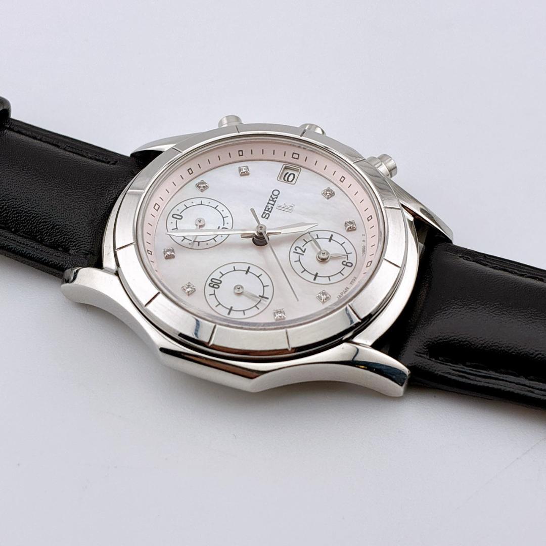 【美品/電池交換済】SEIKO　LK　腕時計　クロノグラフ　8pダイヤ　シェル