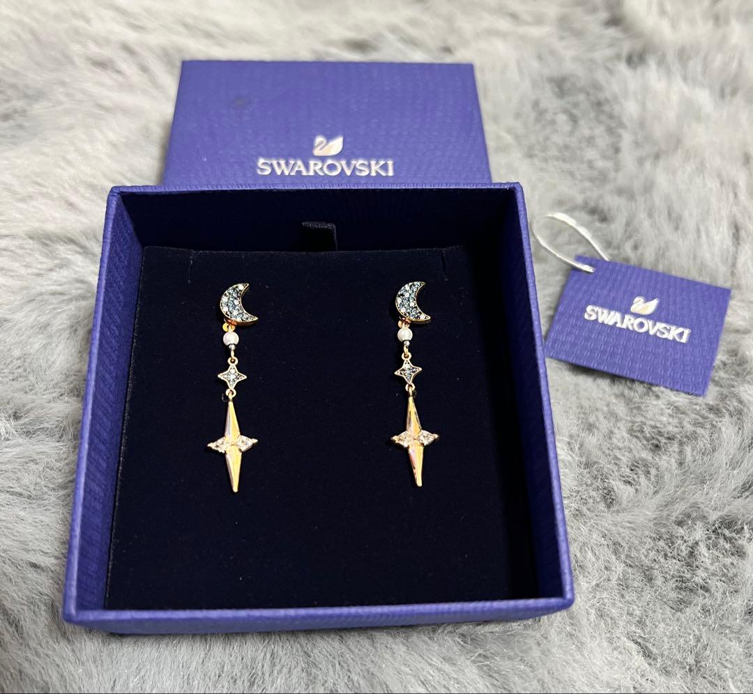 スワロフスキー SWAROVSKI 星 月 ピアス