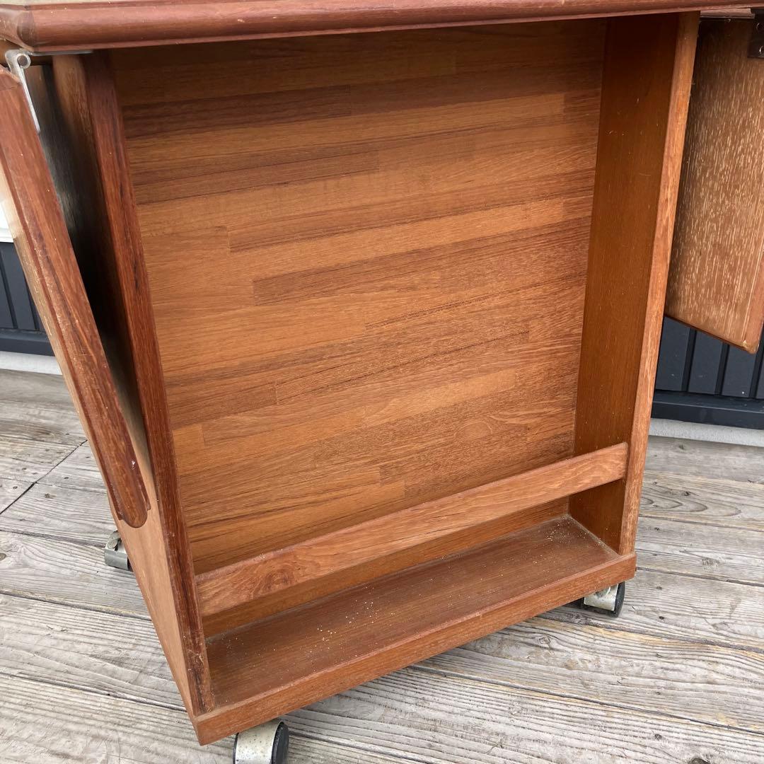 北欧レトロ 木製 バタフライテーブル ダイニングテーブル キャスター付き