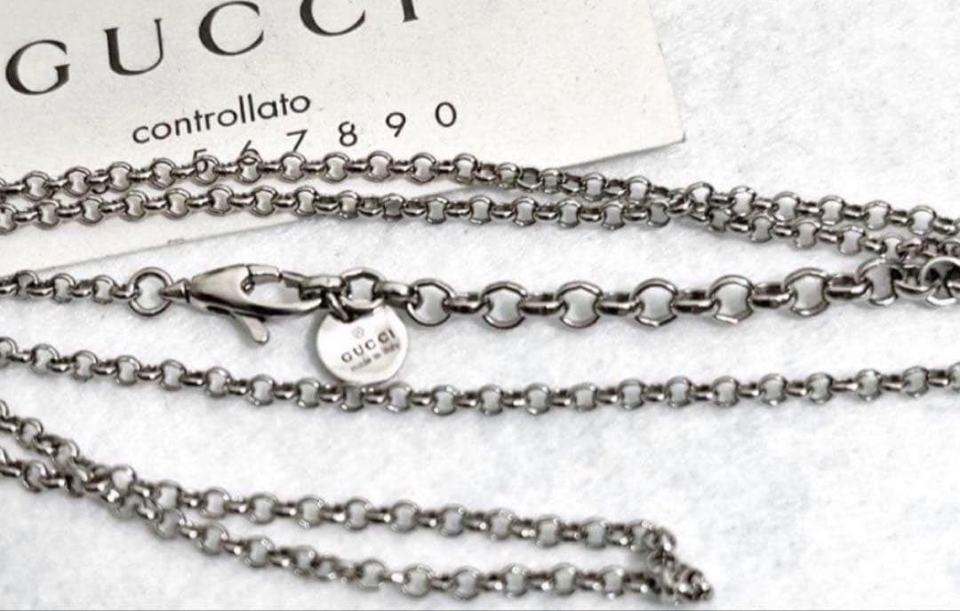 美品　GUCCI 2.2ミリ　クロームチェーンネックレス