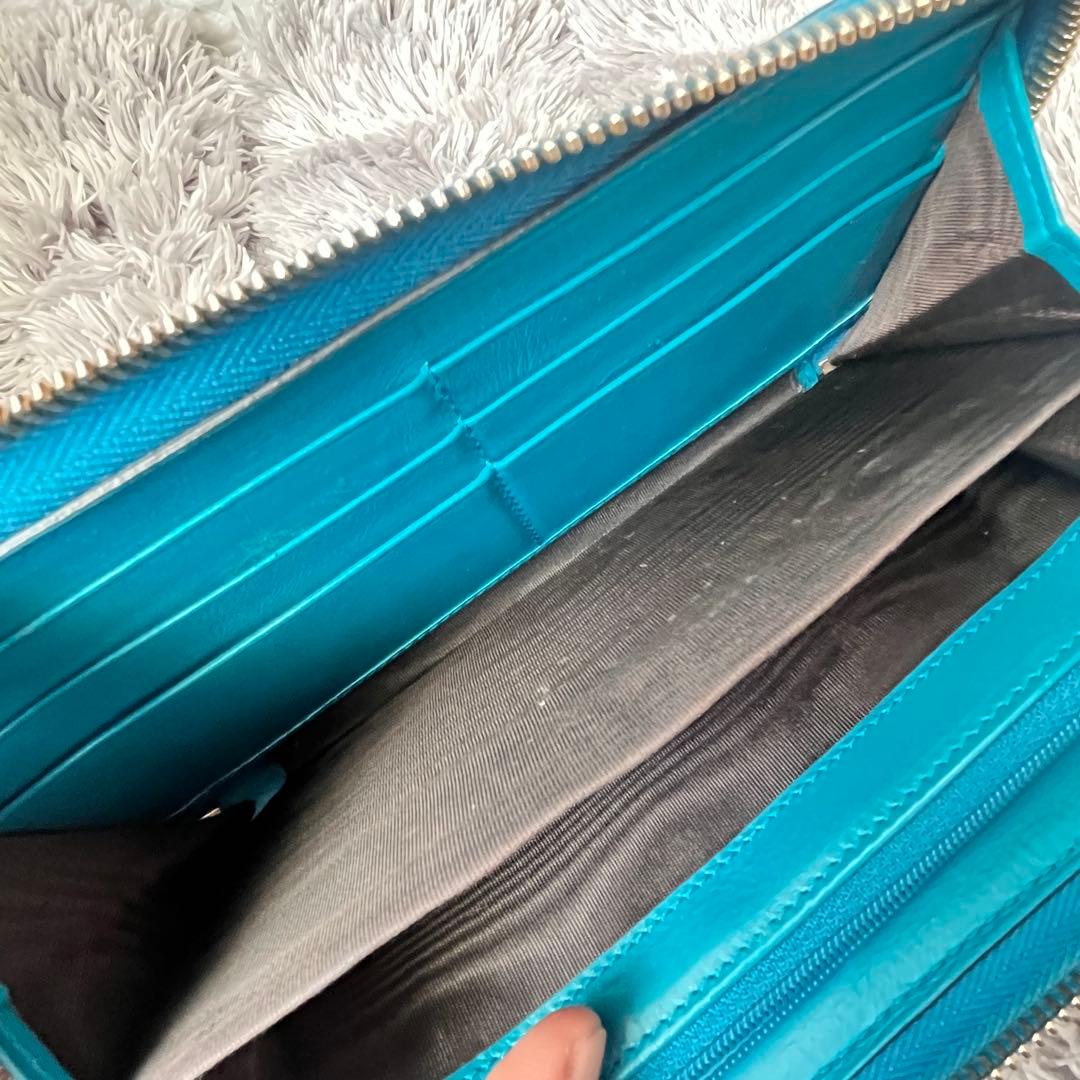 美品✨GUCCI ディアマンテ　ラウンド　財布　レアカラー　ターコイズブルー