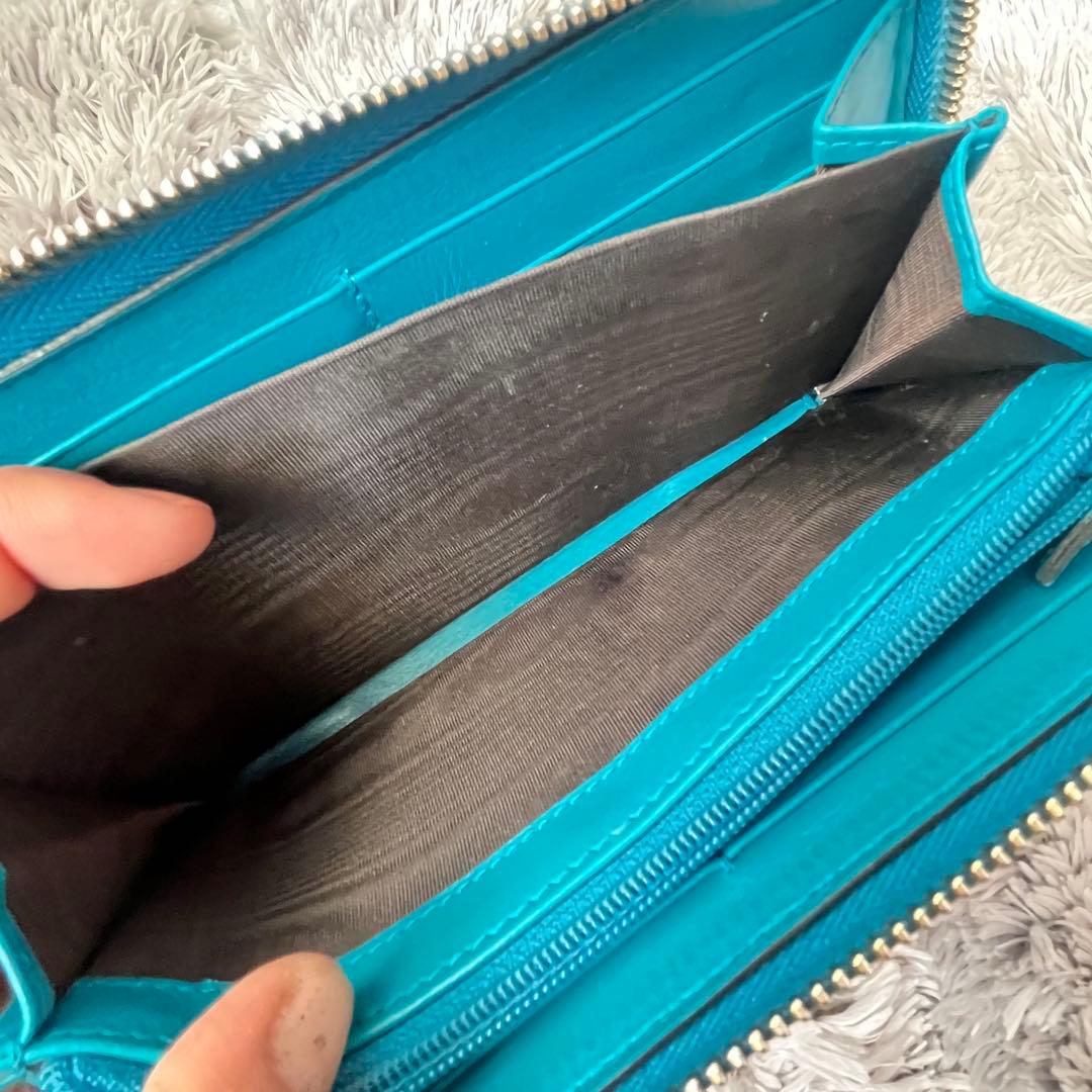 美品✨GUCCI ディアマンテ　ラウンド　財布　レアカラー　ターコイズブルー