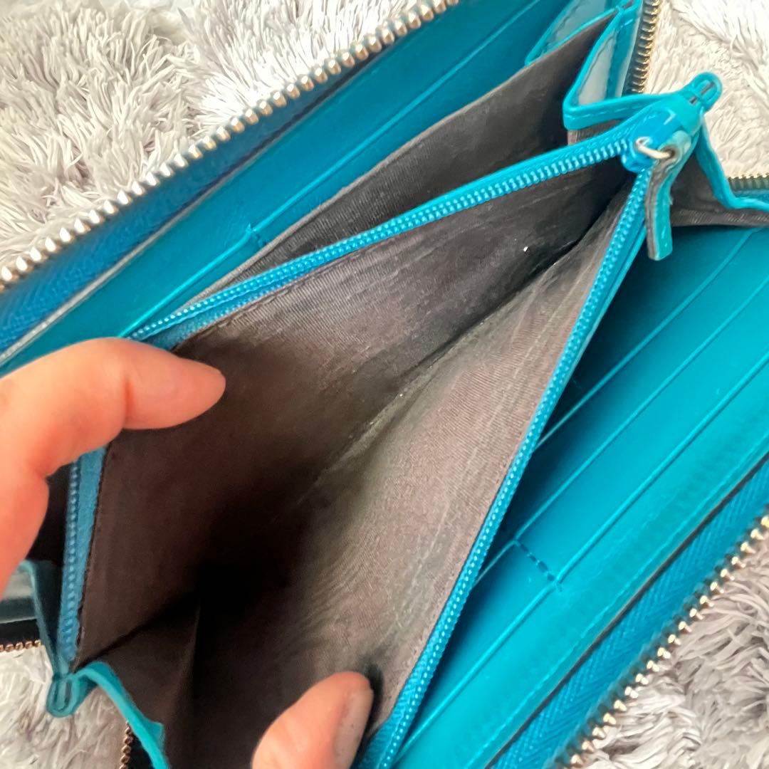 美品✨GUCCI ディアマンテ　ラウンド　財布　レアカラー　ターコイズブルー