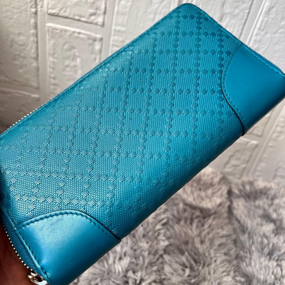美品✨GUCCI ディアマンテ　ラウンド　財布　レアカラー　ターコイズブルー