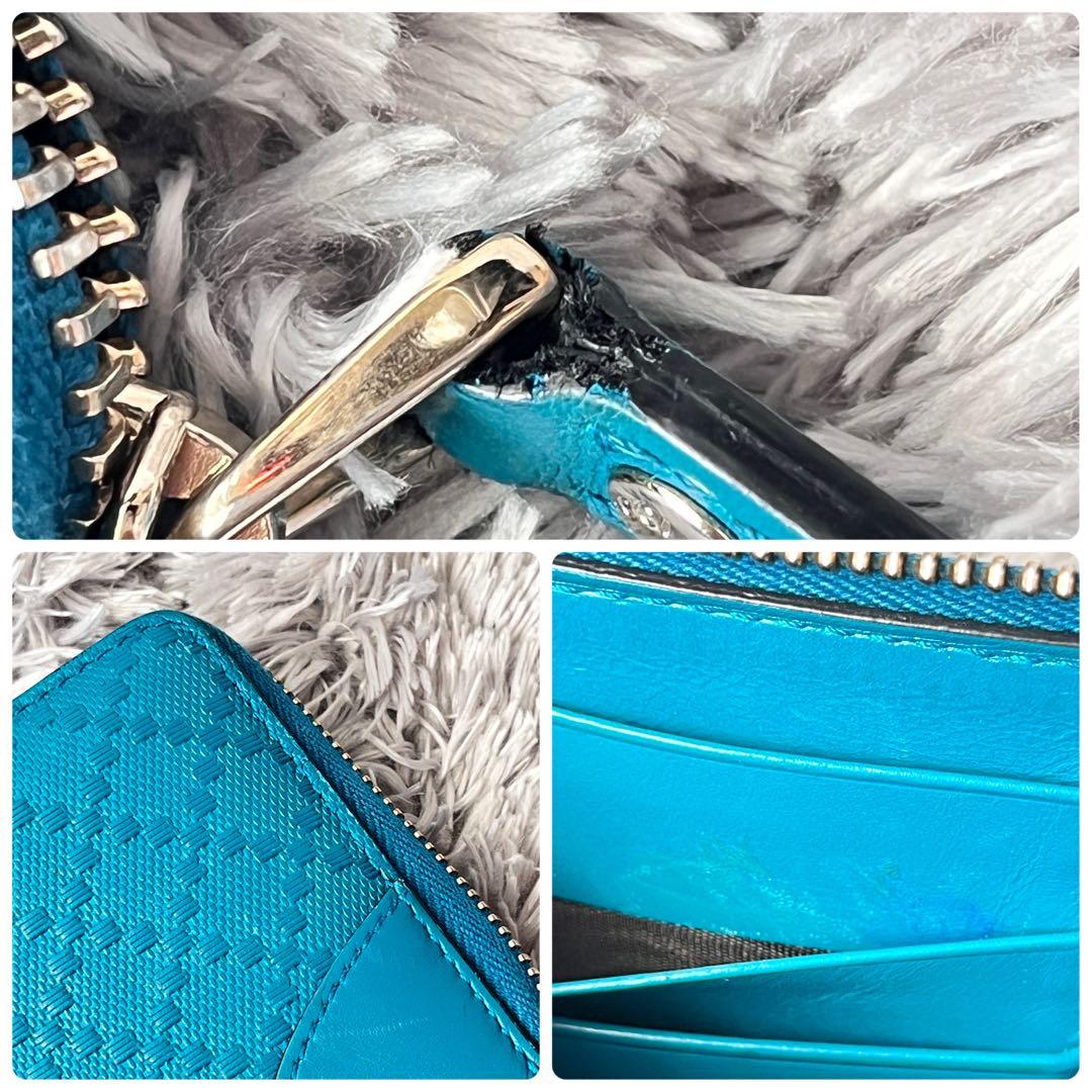 美品✨GUCCI ディアマンテ　ラウンド　財布　レアカラー　ターコイズブルー