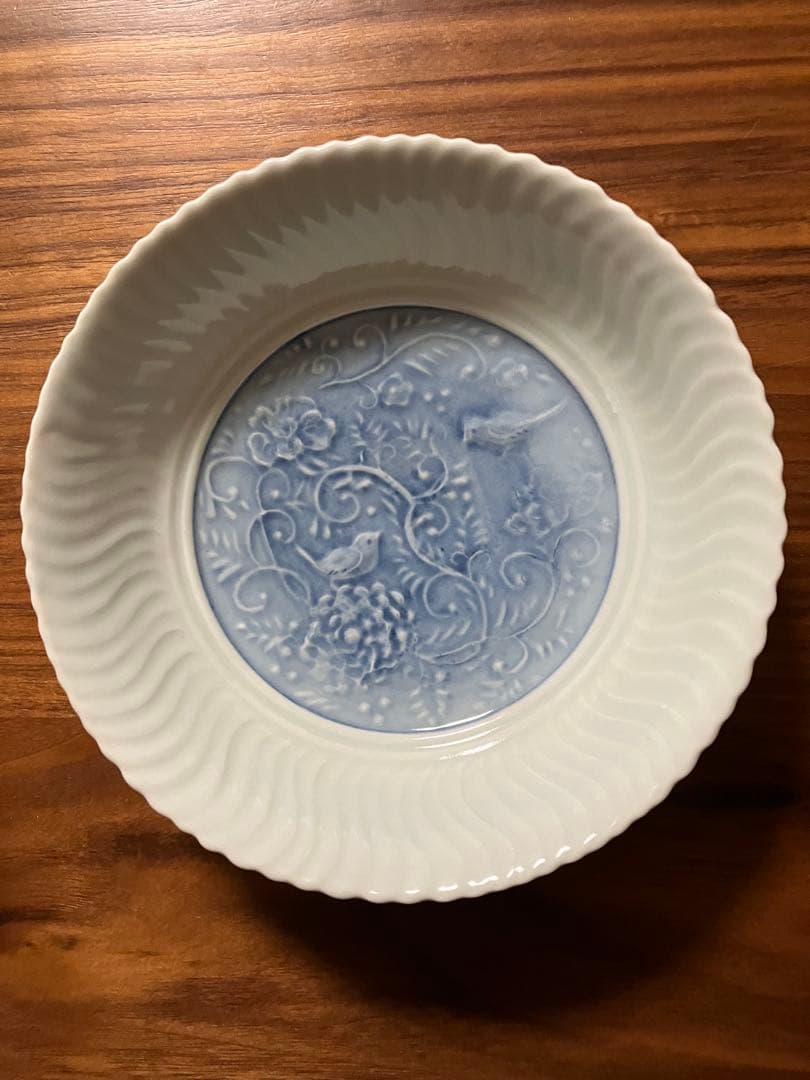 稲村真耶さん　呉須染花鳥文深皿　3枚セット