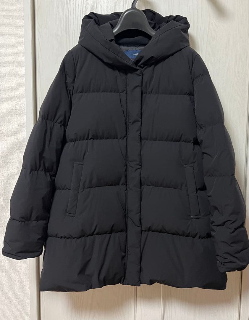 〈みしゅう〉SHIPS ショールカラーミディダウン　Sサイズ　ブラック