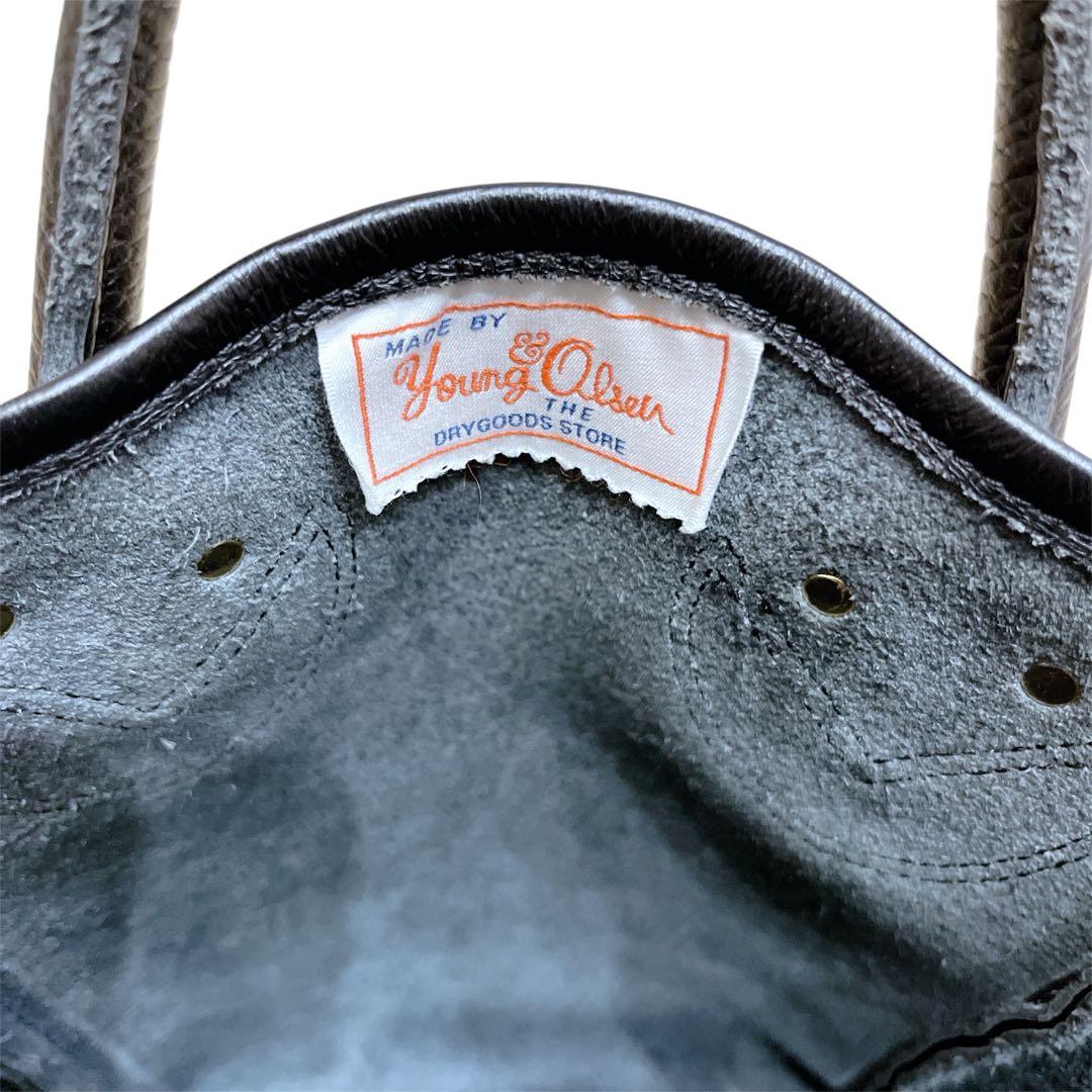 ヤングアンドオルセン プチトートバッグ ショルダー 2WAY ブラック レザー