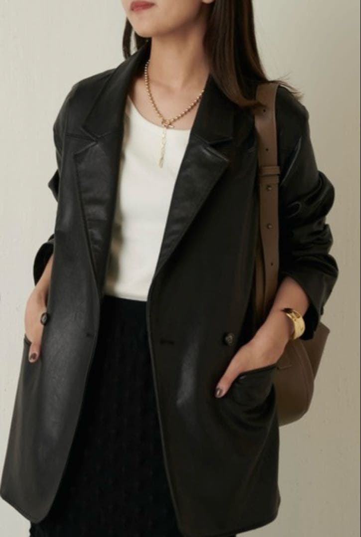 Lui's フェイクレザー テーラードジャケット