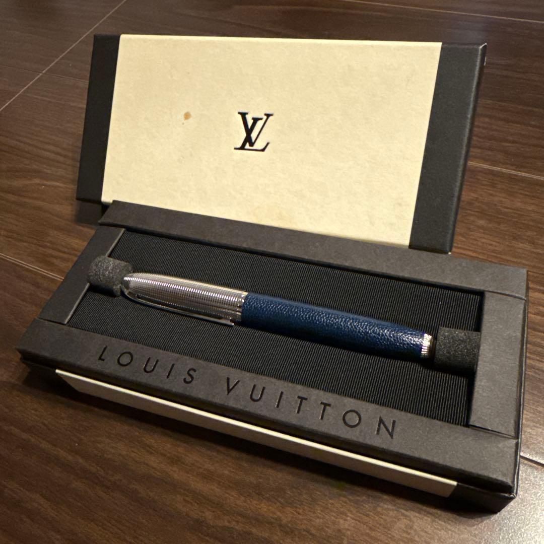ルイヴィトン ボールペン ドックキュイール レザー ネイビー