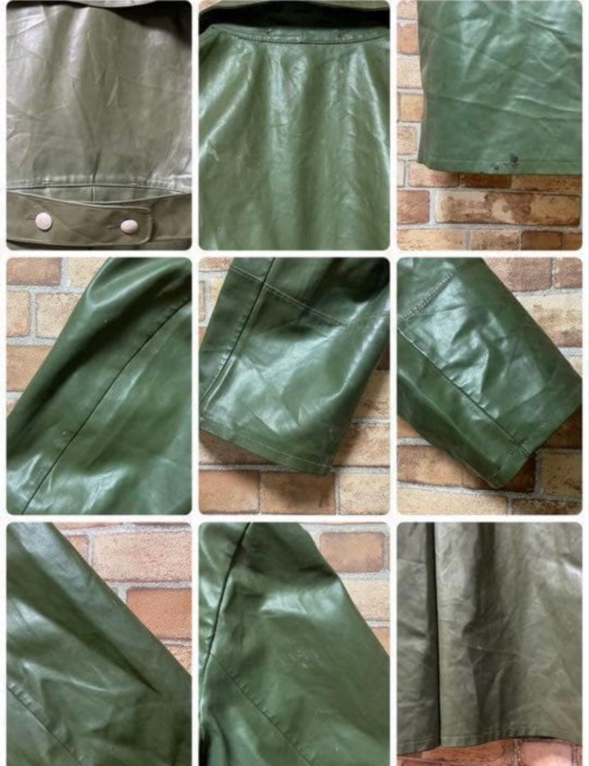 ユーロミリタリーレインコート オリーブグリーン　軍　緑　ドイツ　ビニール