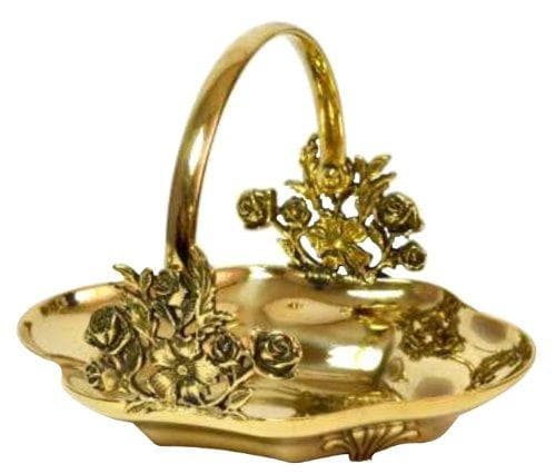 イタリア製 トレー バスケット 小物入れ 真鍮 バラ 薔薇 ゴールド