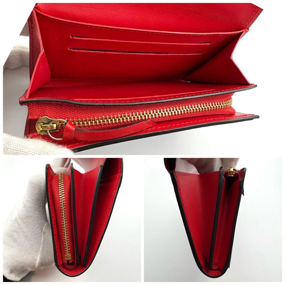 【美品】ルイヴィトン ポルテフイユ フロール コンパクト 折り財布 コクリコ