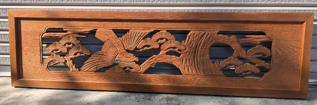 欄間　2枚セット　木製彫刻装飾