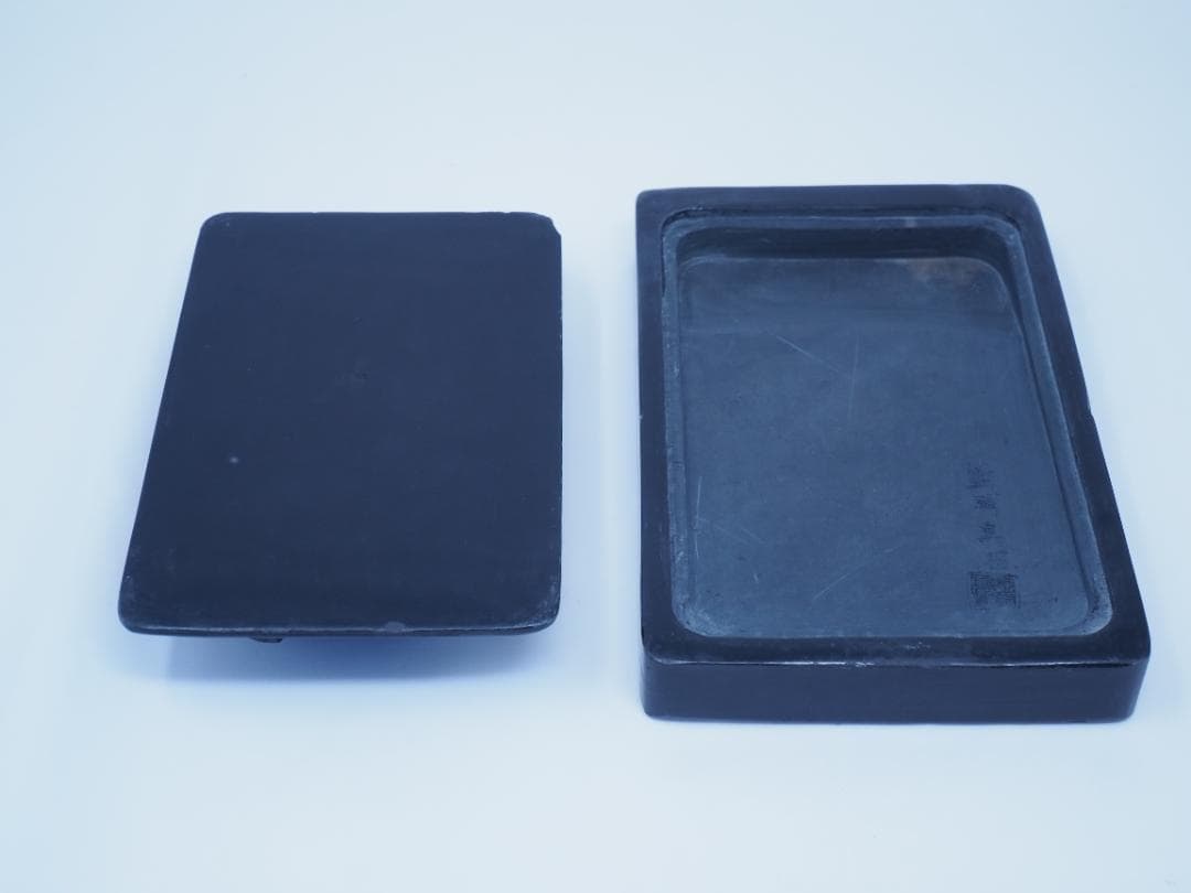 藍浦烏石有蓋長方竹虎硯　すずり　硯　朝鮮産