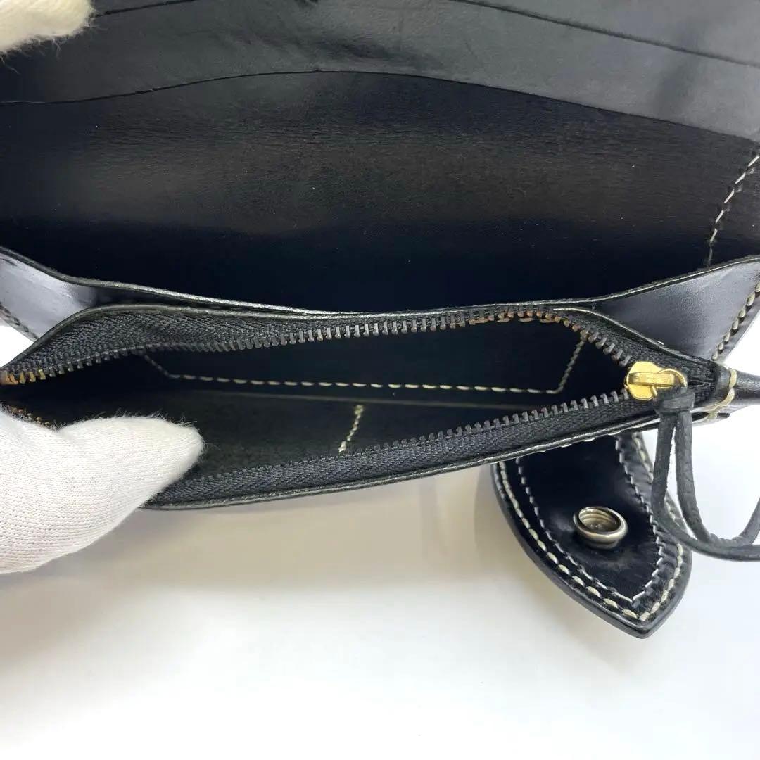 【縁起物おまけ付き】琉球レザー　L.L.A ロングウォレット　長財布　ブラック