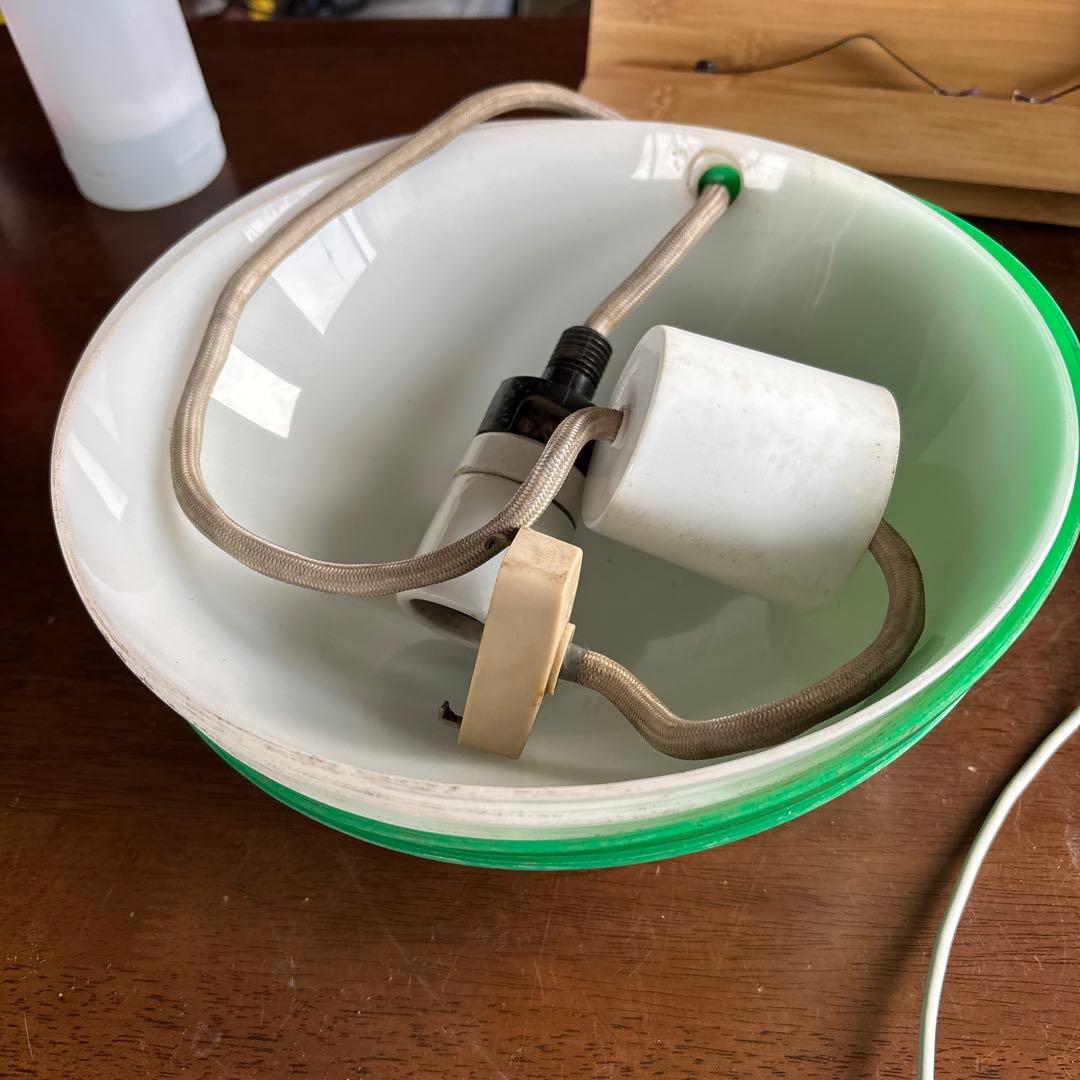 【希少】ナショナル 昭和レトロ ペンダントライト グリーン スペースエイジ当時物