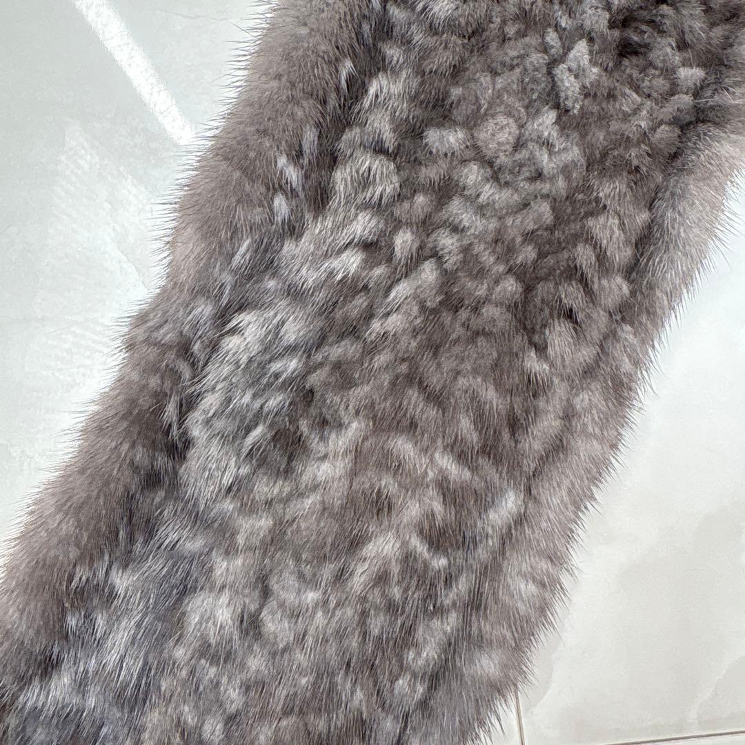 新品　ミンクファー　ミンクマフラー　ストール　ショール　マフラー　ミンク　グレー
