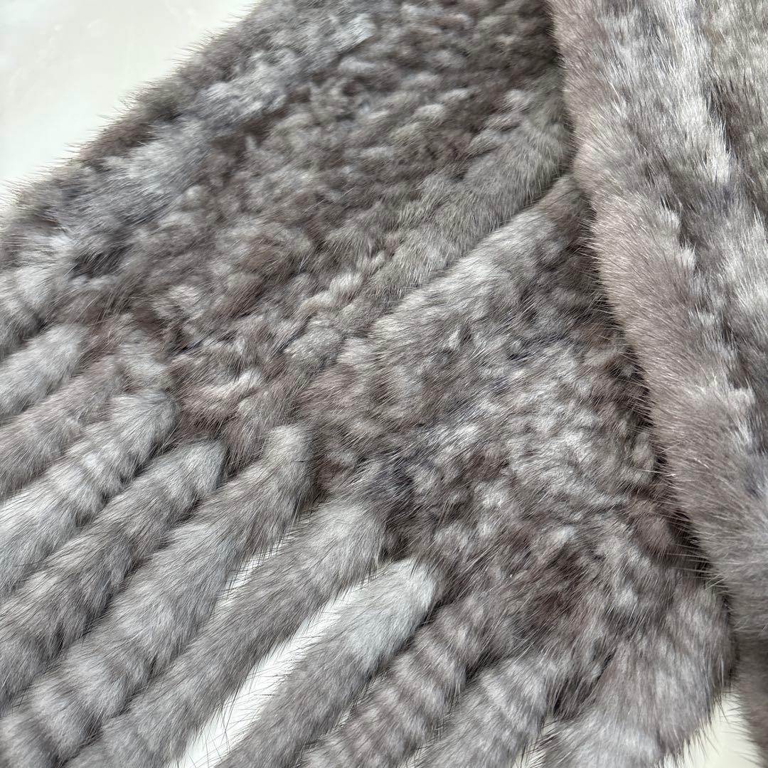 新品　ミンクファー　ミンクマフラー　ストール　ショール　マフラー　ミンク　グレー