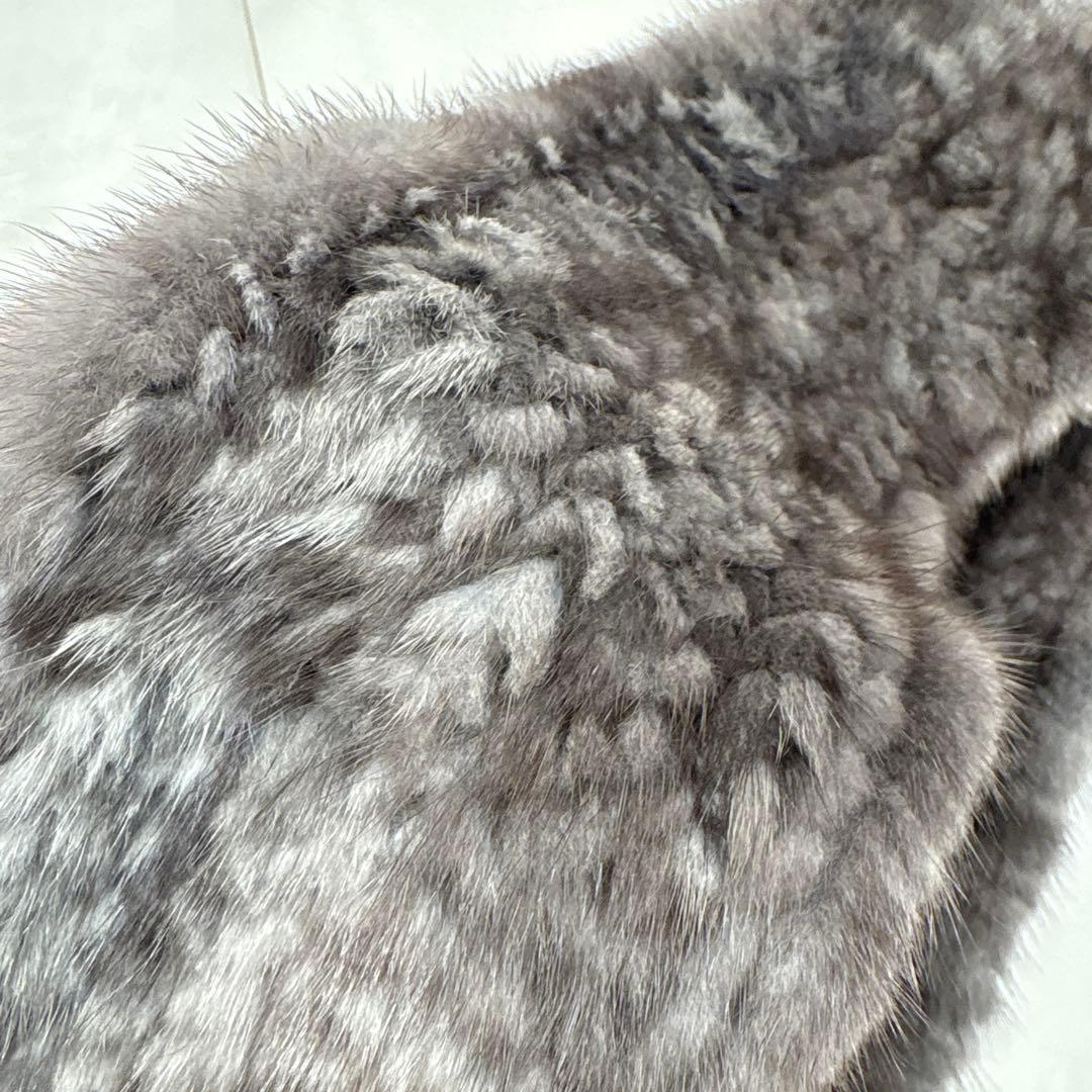 新品　ミンクファー　ミンクマフラー　ストール　ショール　マフラー　ミンク　グレー