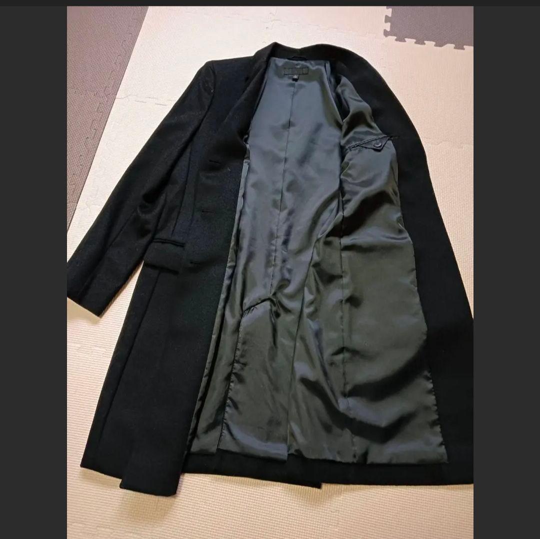 極美品ユニクロUNIQLO ロングコートカシミヤクリーニング済チェスターコートL