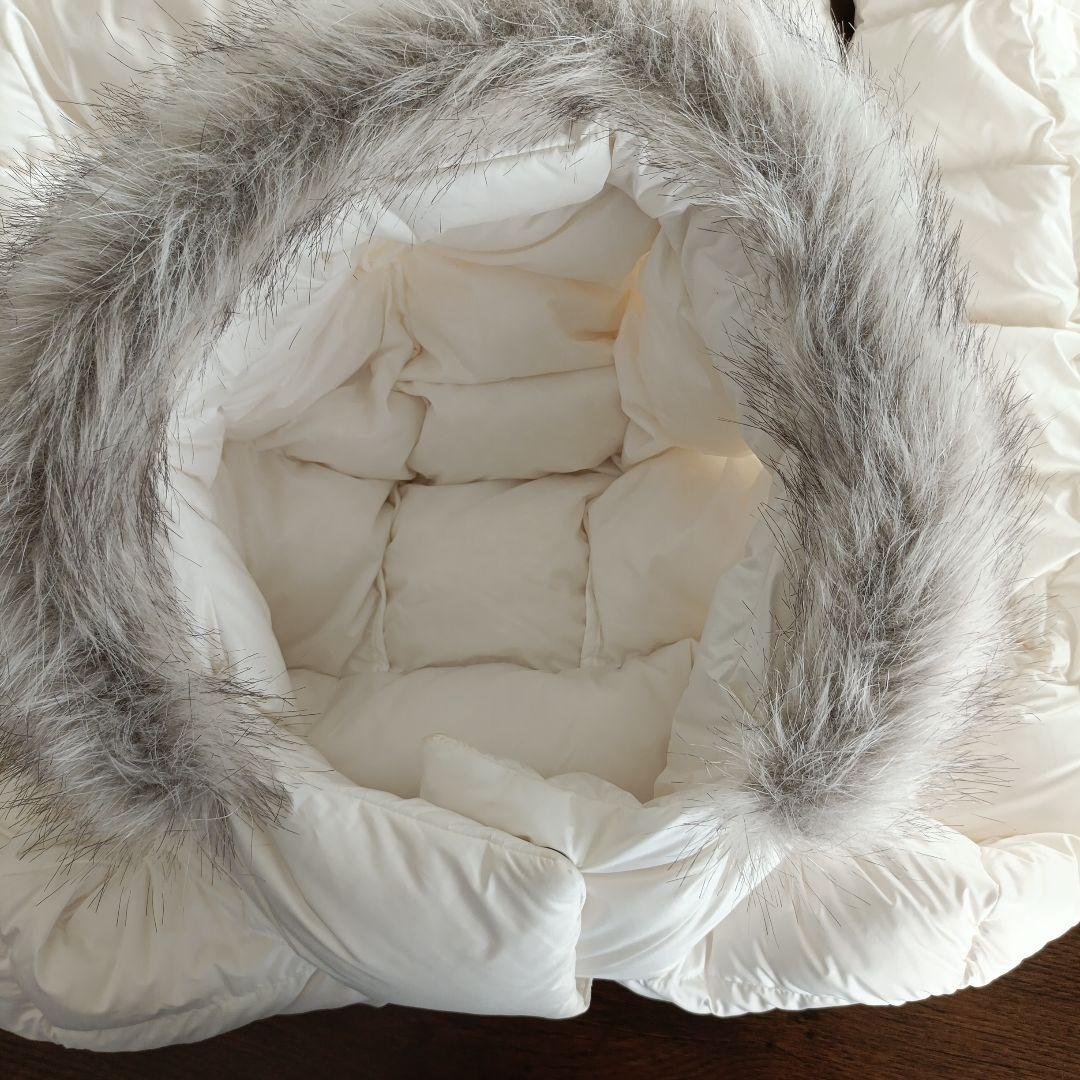【極美品】UNIQLO ダウンコート 白 S フォックス風ファー