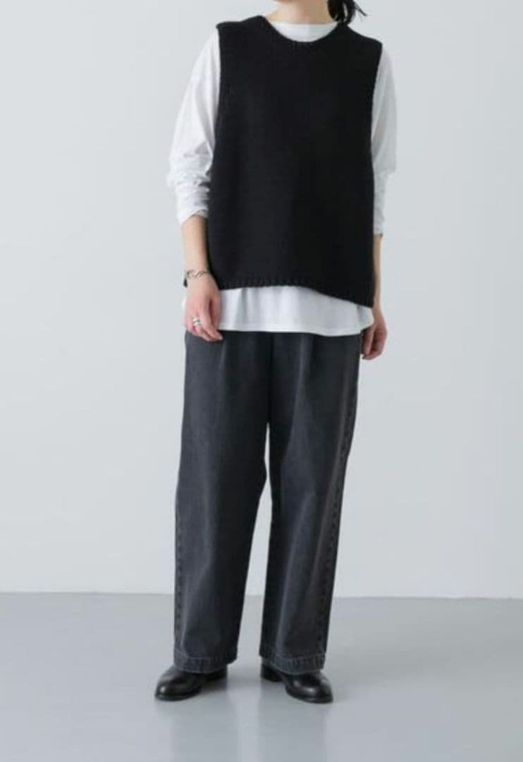 かぐれ　フェードデニムイージーパンツ　黒系