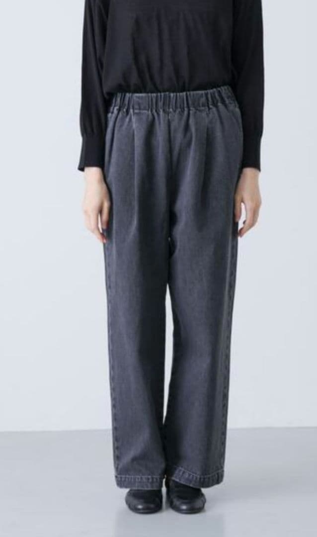 かぐれ　フェードデニムイージーパンツ　黒系