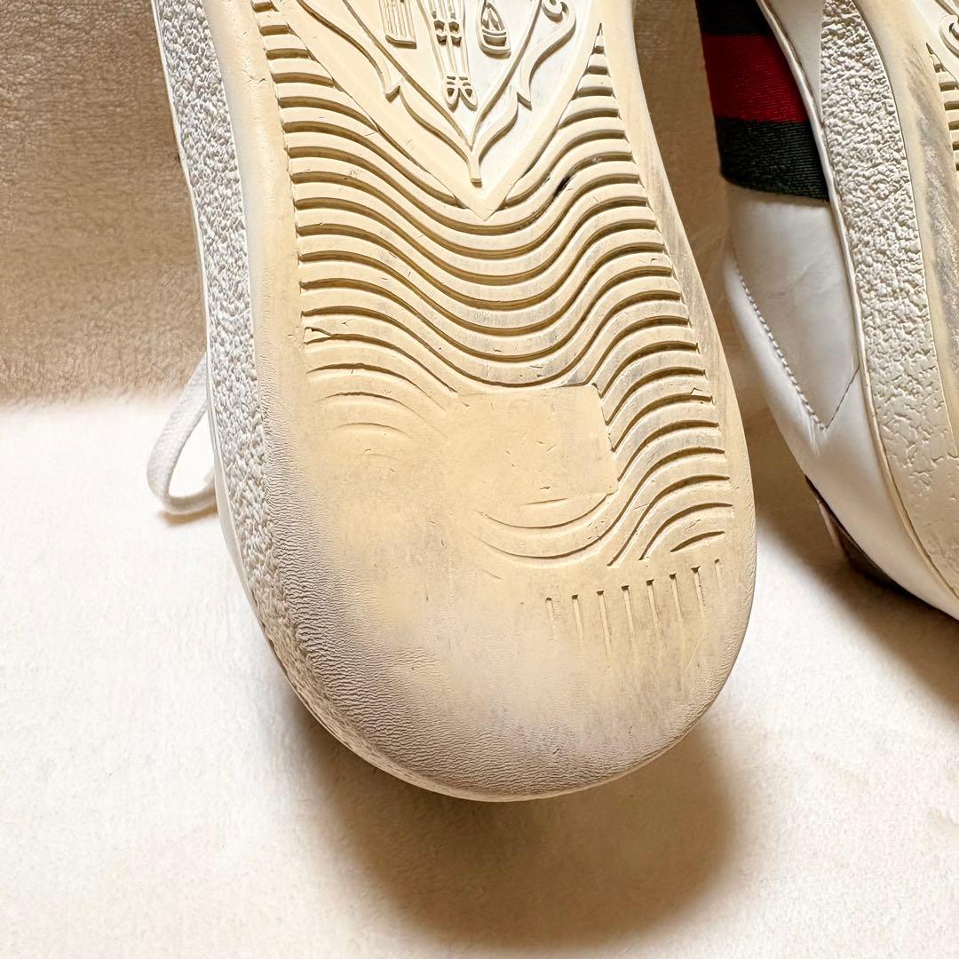 GUCCI ビー シェリーライン ホワイト レザースニーカー SIZE 71/2