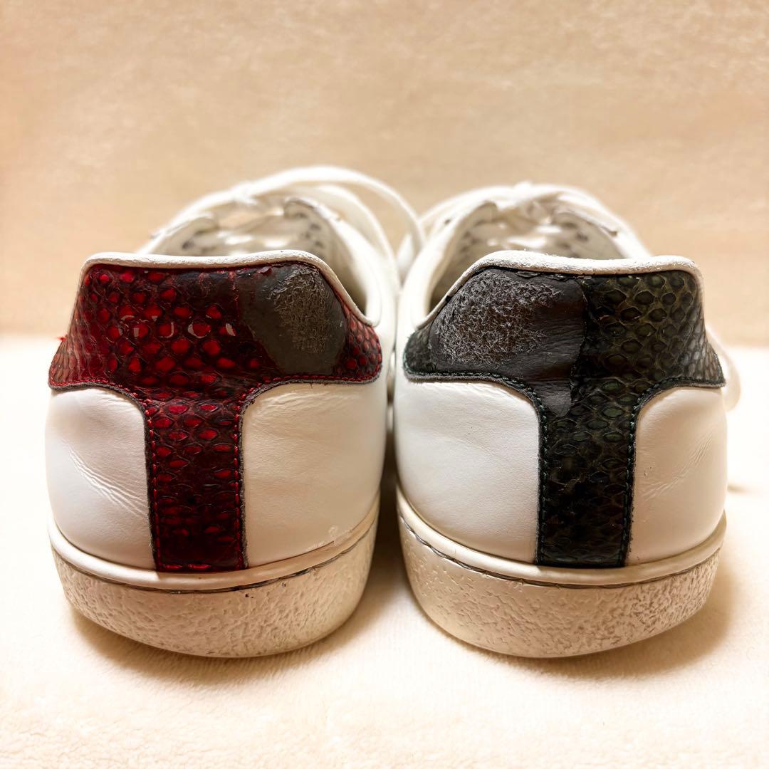 GUCCI ビー シェリーライン ホワイト レザースニーカー SIZE 71/2